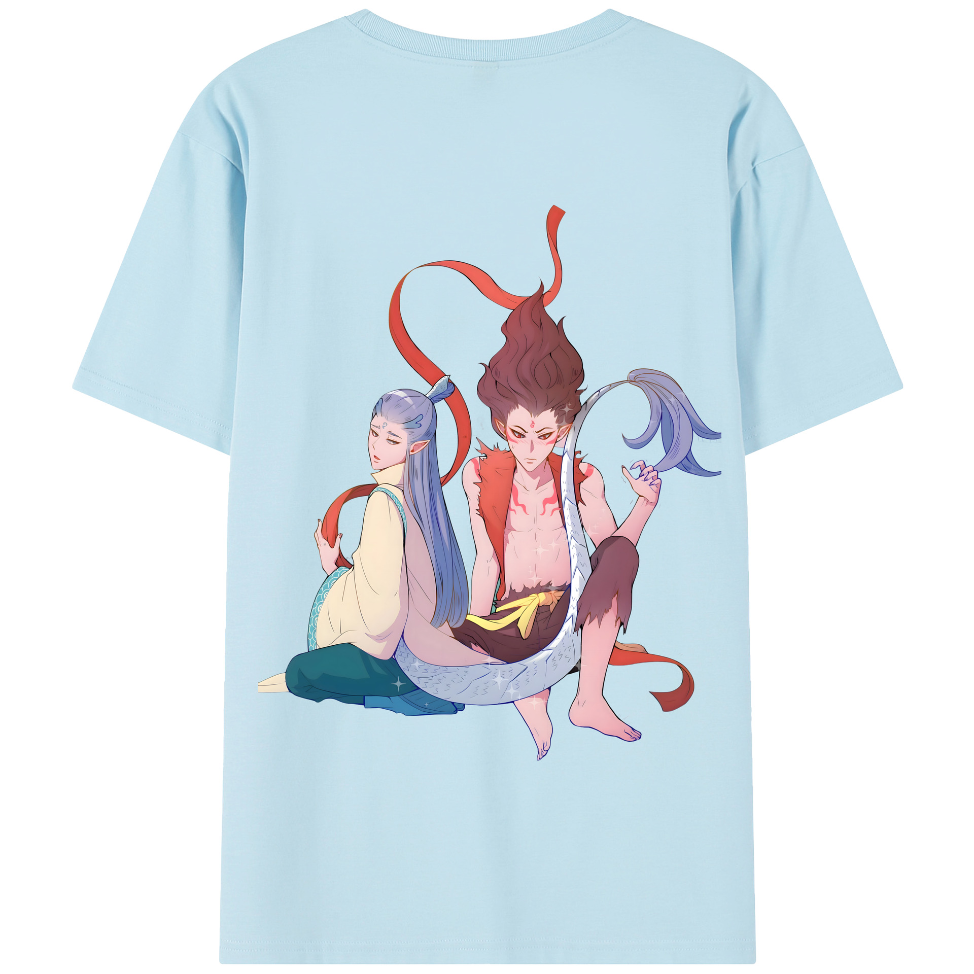 （画像用） Ne Zha 2 ナタ 魔童の大暴れ 綿100％半袖Tシャツ（背面プリント）